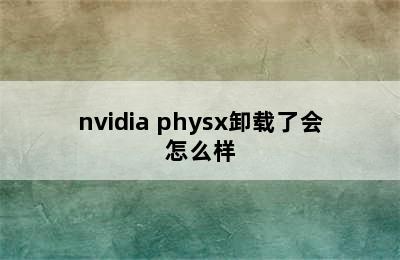 nvidia physx卸载了会怎么样